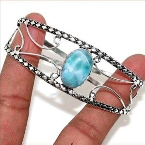 New Larimar 925 Silver Cuff Bracelet.